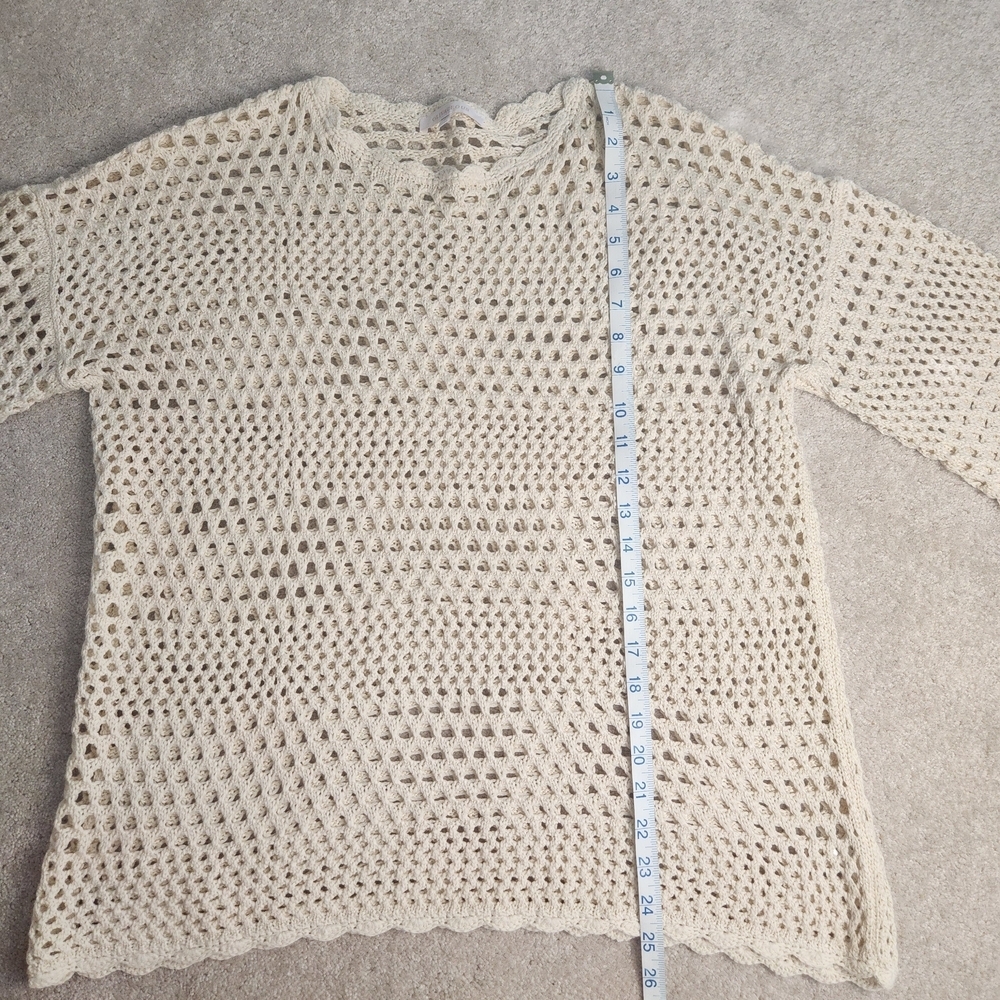 Olivaceous Beige Open-Knit Women's Sweater - Picture 7 of 8